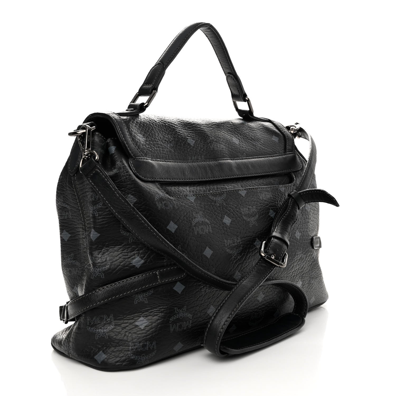 MCM Visetos Medium Satchel Black 3 of 12