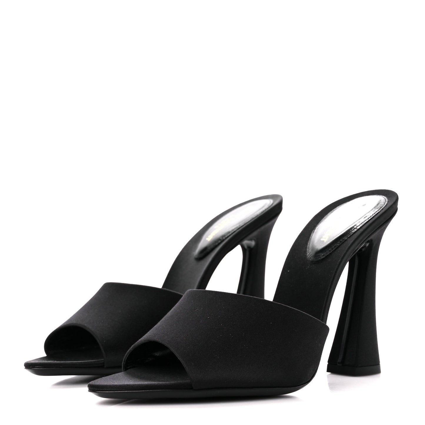 Crepe Satin Gippy Mule Sandals 38 Black