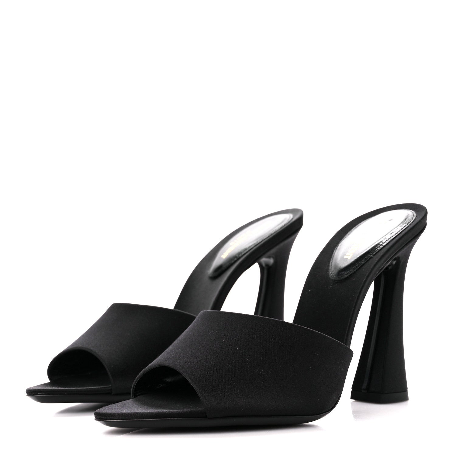 Saint Laurent Crepe Satin Gippy Mule Sandals 38 Black 3 of 9