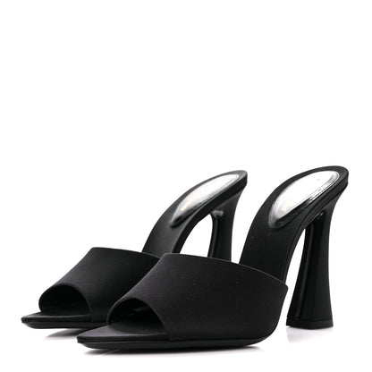 Saint Laurent Crepe Satin Gippy Mule Sandals 38 Black 3 of 9