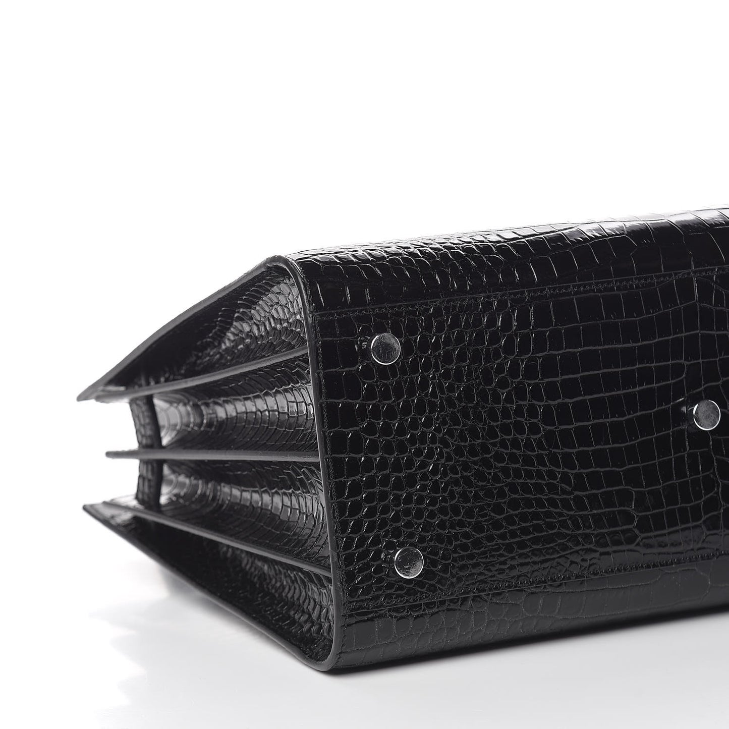 Calfskin Crocodile Embossed Small Sac de Jour Black
