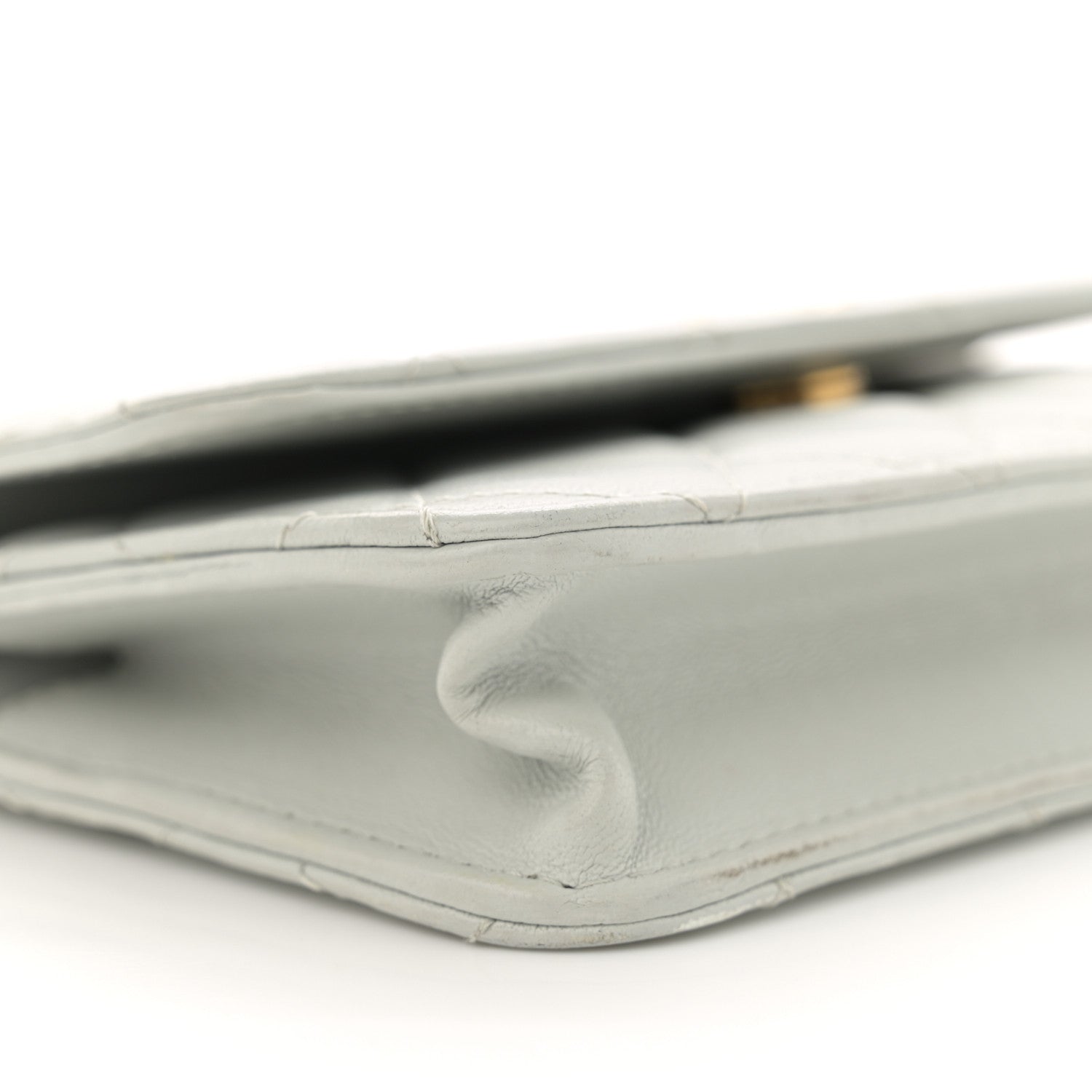 Chanel Lambskin Pearl Crush Quilted Flap Phone Holder With Chain Light Grey 9 of 16