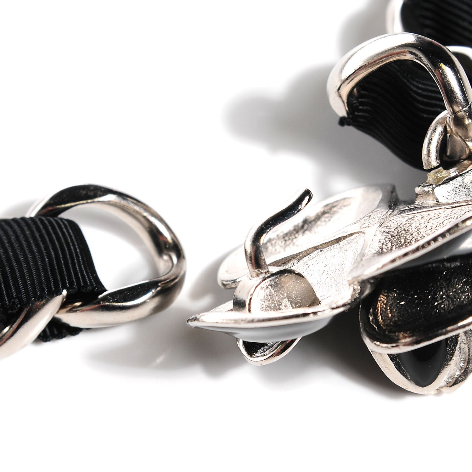 Chanel Grosgrain Camellia Chain Belt Black 7 of 8