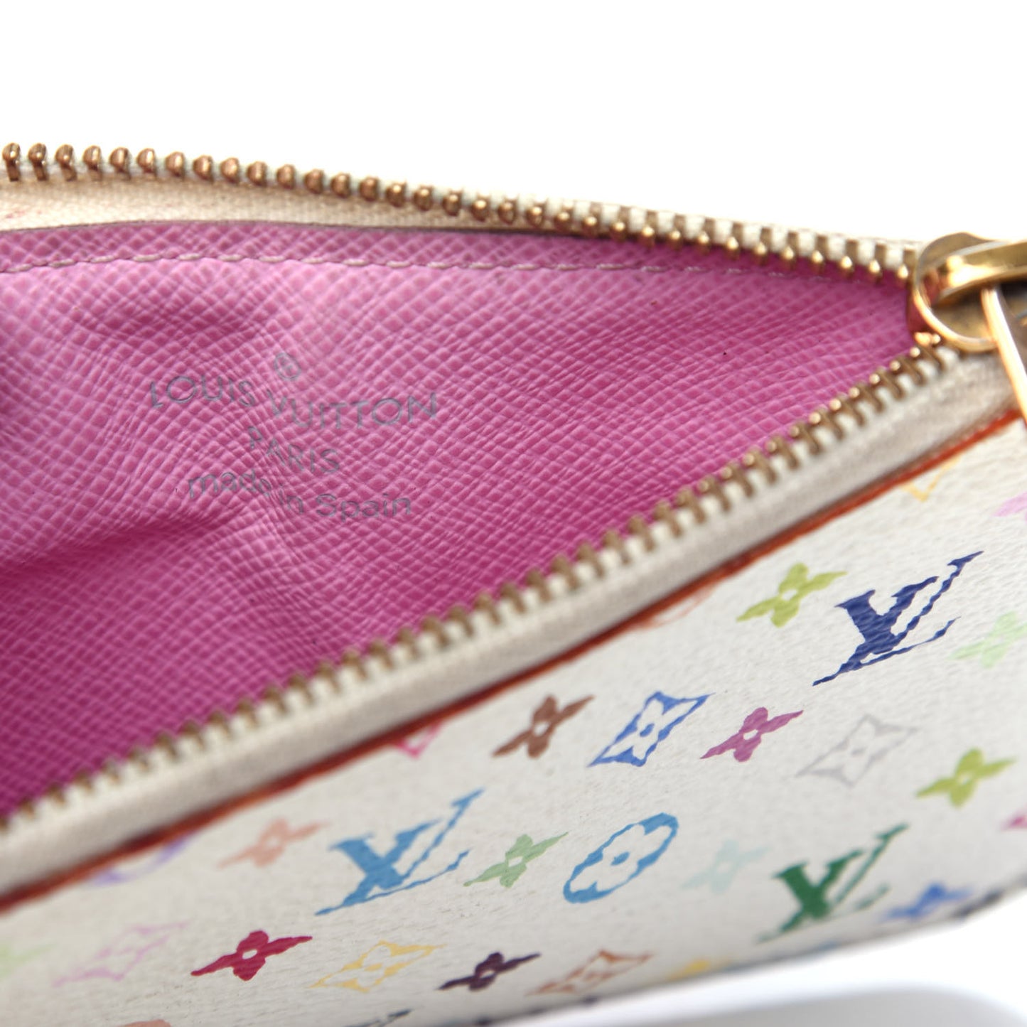 Monogram Multicolor Key Pouch White Litchi