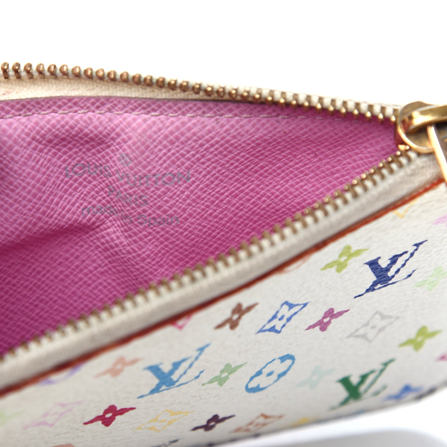 Louis Vuitton Monogram Multicolor Key Pouch White Litchi 6 of 7