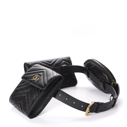 Gucci Calfskin Matelasse GG Marmont 2.0 Multi Belt Bag 85 34 Black 4 of 17