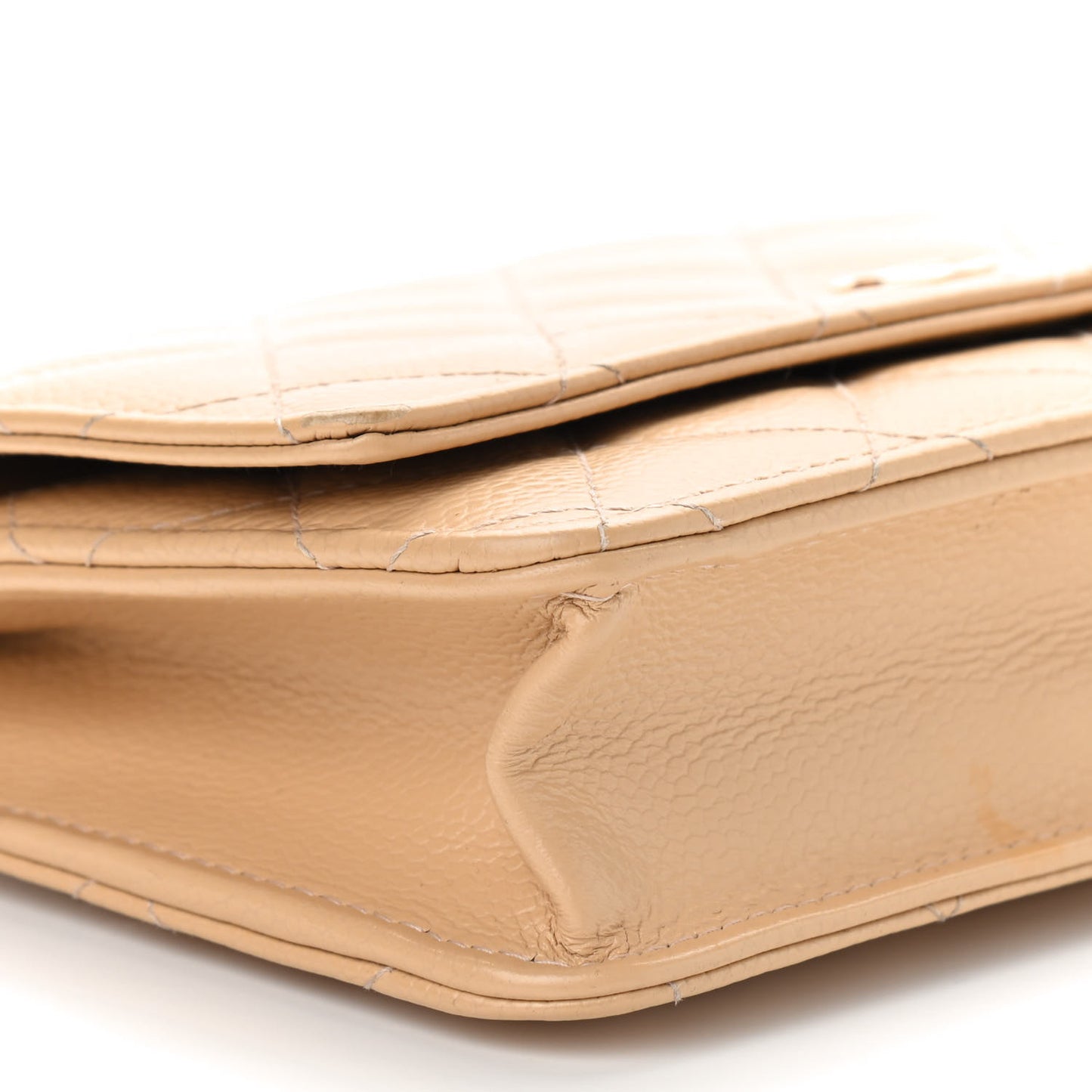Caviar Quilted Wallet On Chain WOC Beige
