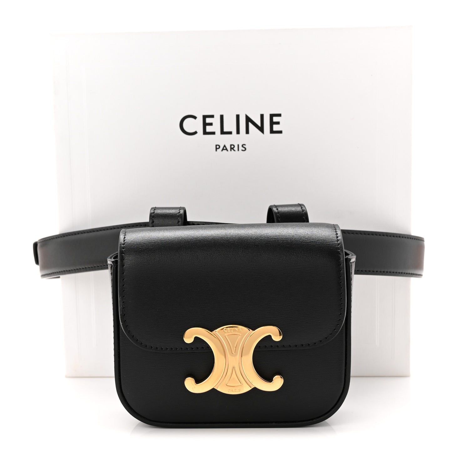 Shiny Calfskin Mini Claude Belt Bag 75 30 Black