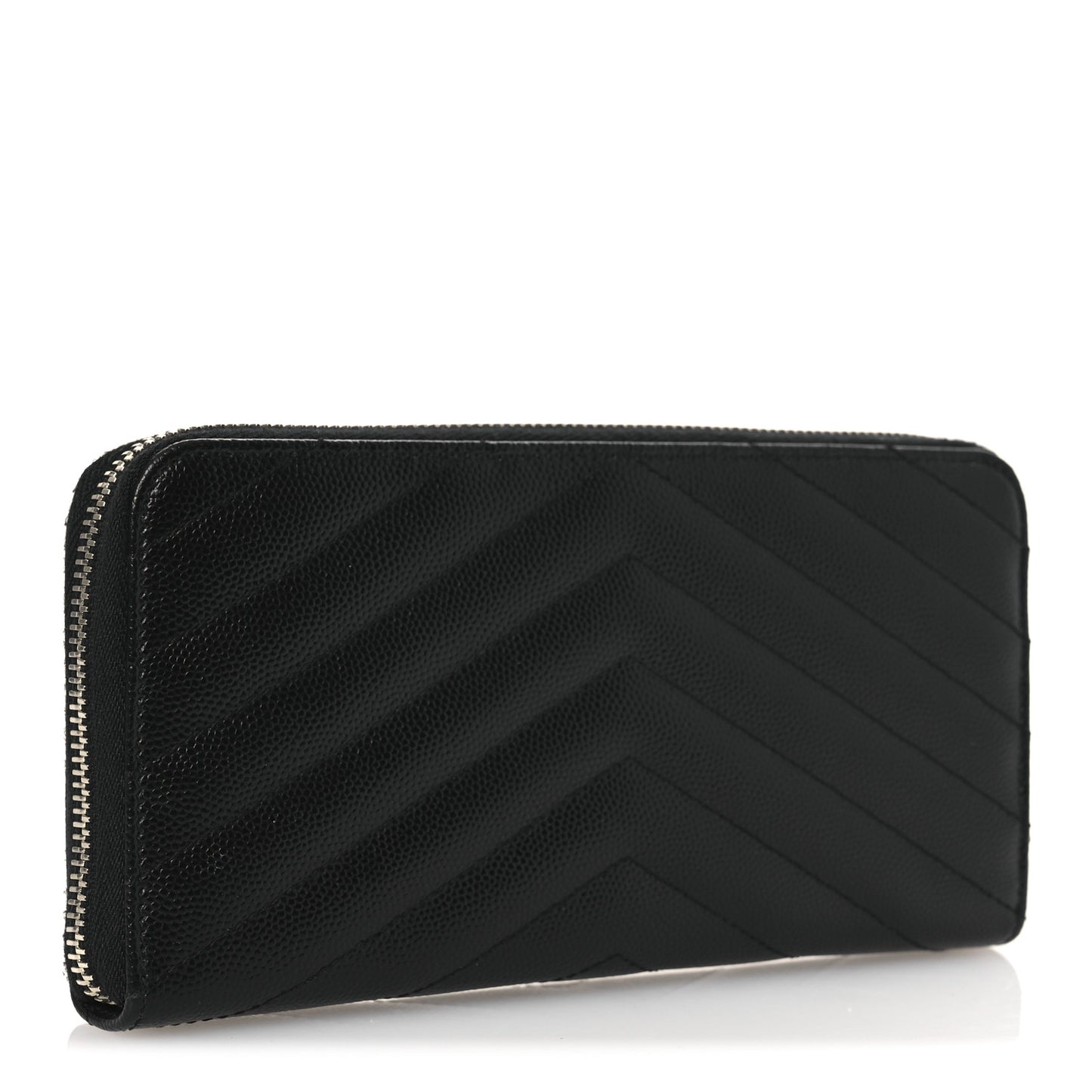 Grain De Poudre Matelasse Chevron Monogram Zip Around Wallet Black