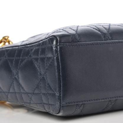 Christian Dior Lambskin Cannage Mini Lady Dior Navy Blue 8 of 9