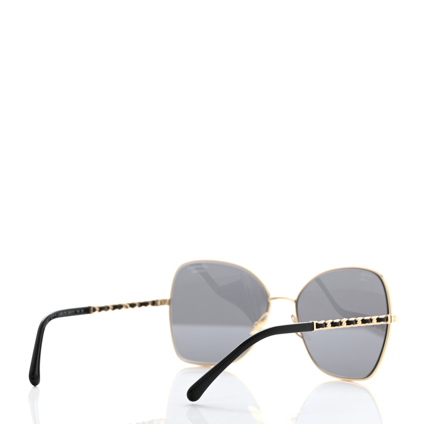 Metal Polarized Square Frame Chain Sunglasses 4274-Q Gold Black