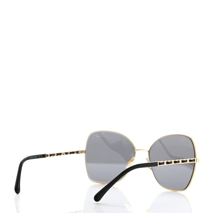 Chanel Metal Polarized Square Frame Chain Sunglasses 4274-Q Gold Black 4 of 8