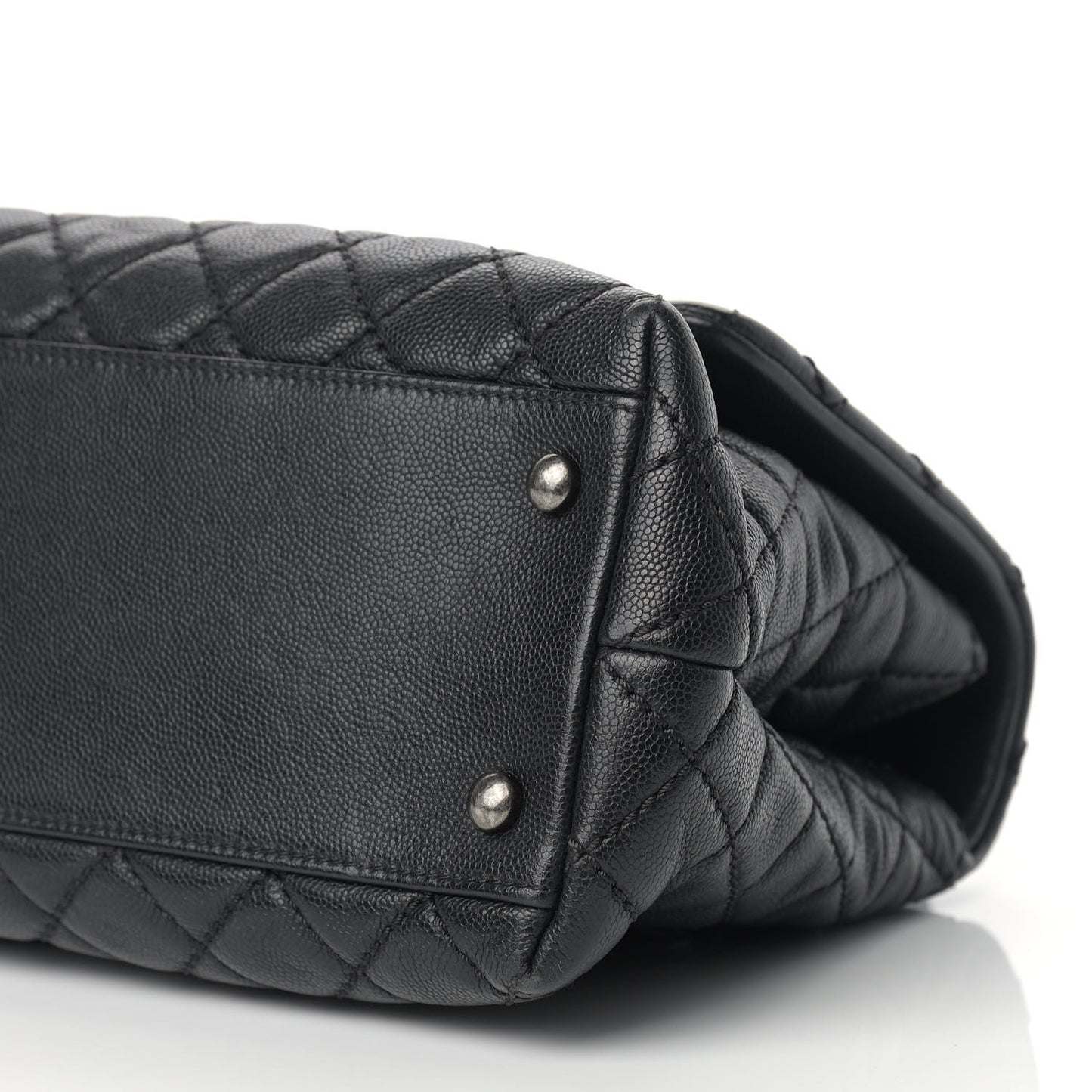 Caviar Quilted Small Coco Handle Flap Black