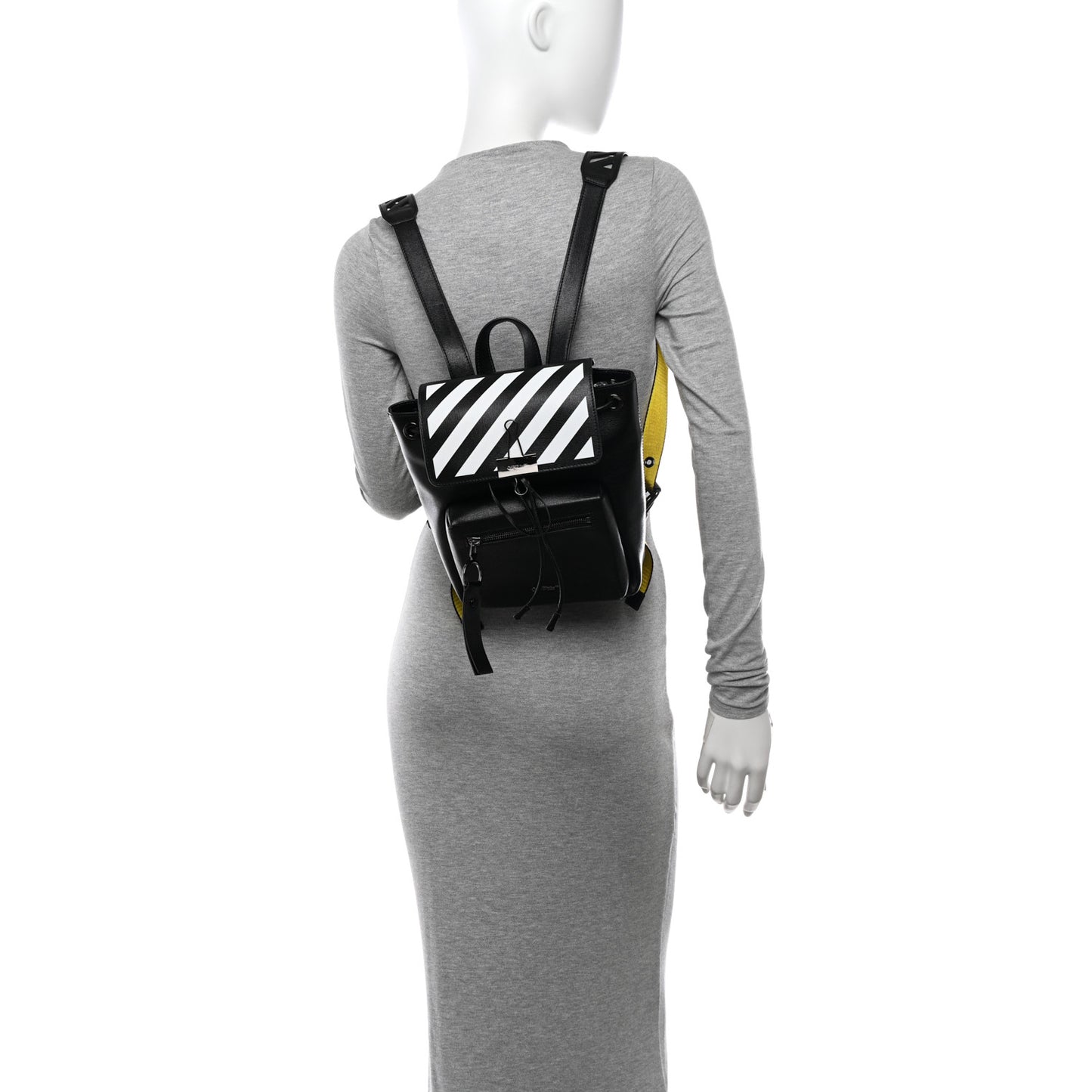 Saffiano Diag Backpack Black White