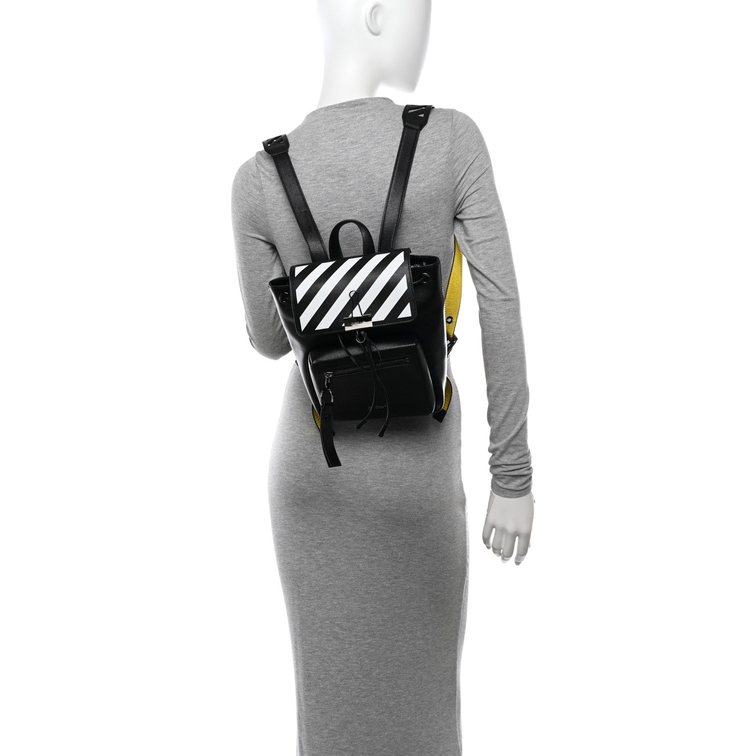 Off-White Saffiano Diag Backpack Black White 2 of 12