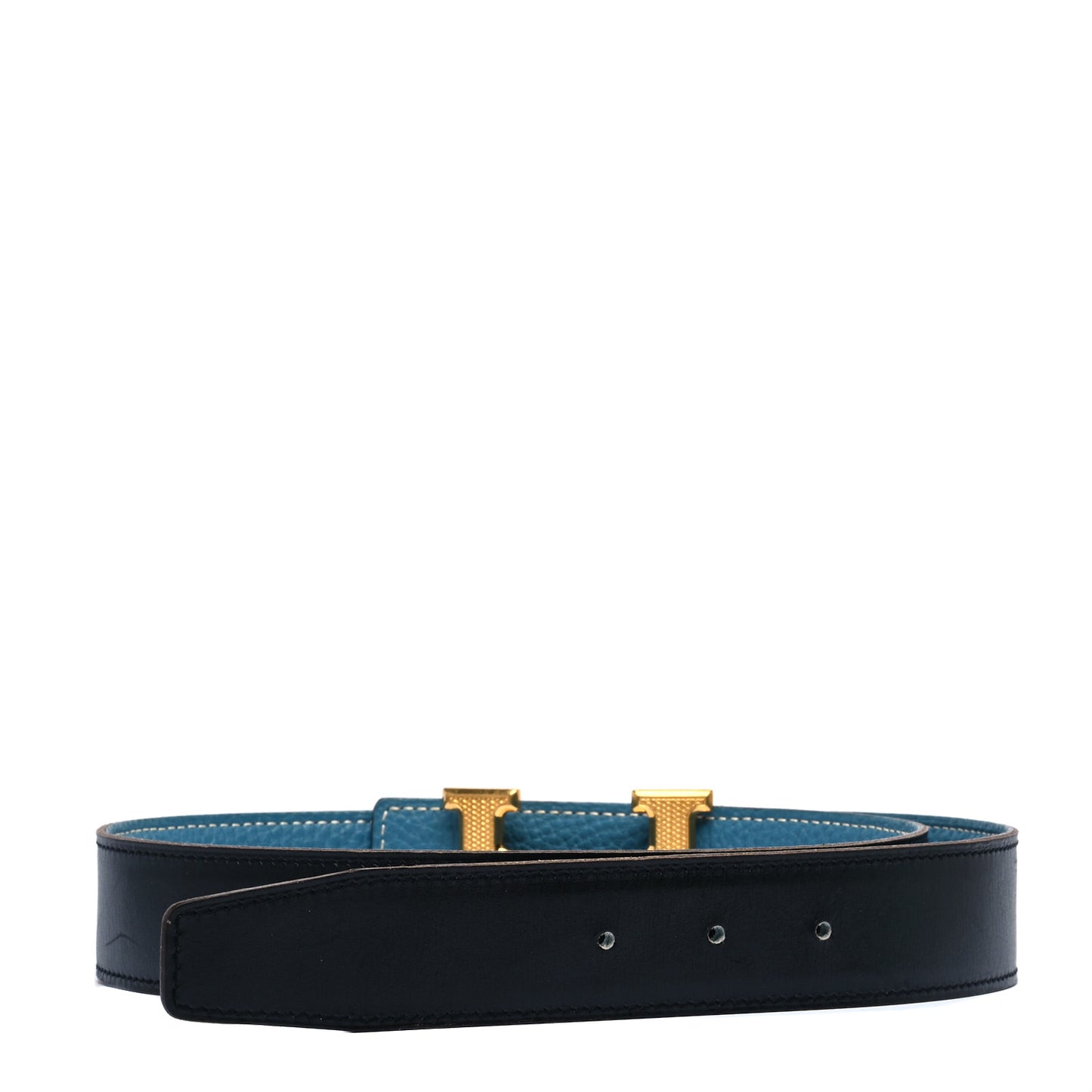 Togo Box 32mm Guilloche H Belt 75 Blue Jean Black