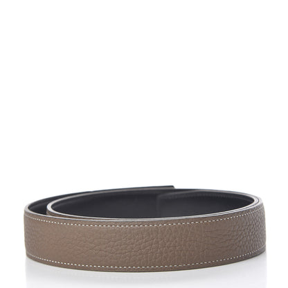 Hermes Box Togo 32mm Belt Strap 85 Black Etoupe 2 of 5