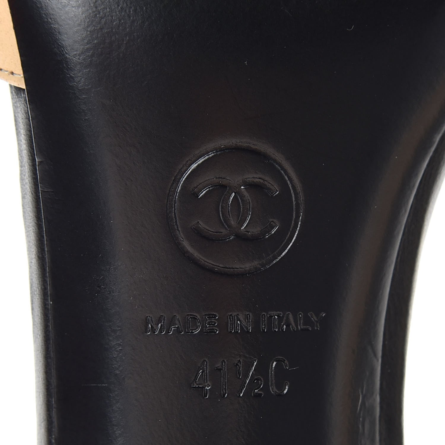Chanel Lambskin Peep Toe Sandals 41.5 Beige Black 9 of 11