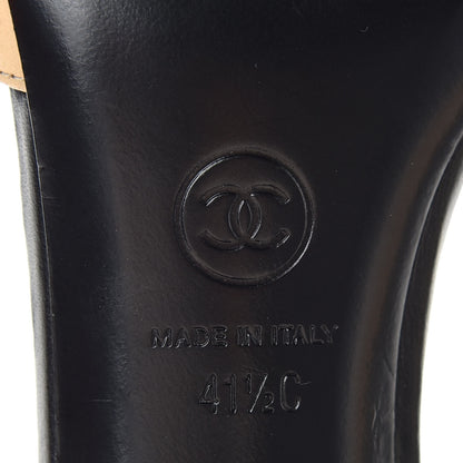 Chanel Lambskin Peep Toe Sandals 41.5 Beige Black 9 of 11