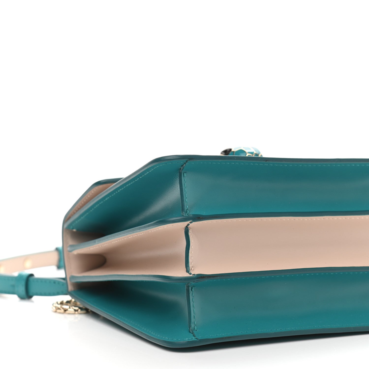 Bulgari Calfskin Contrast Serpenti Forever Top Handle Tropical Turquoise Milky Opal 8 of 9
