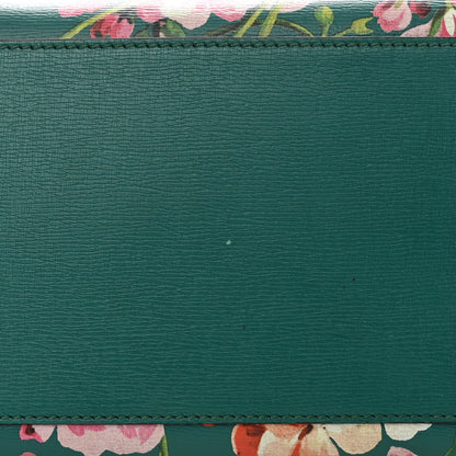 Gucci Shangai Calfskin Blooms Print Medium Bamboo Daily Top Handle Bag Clear Bright Emerald Multicolor 15 of 19