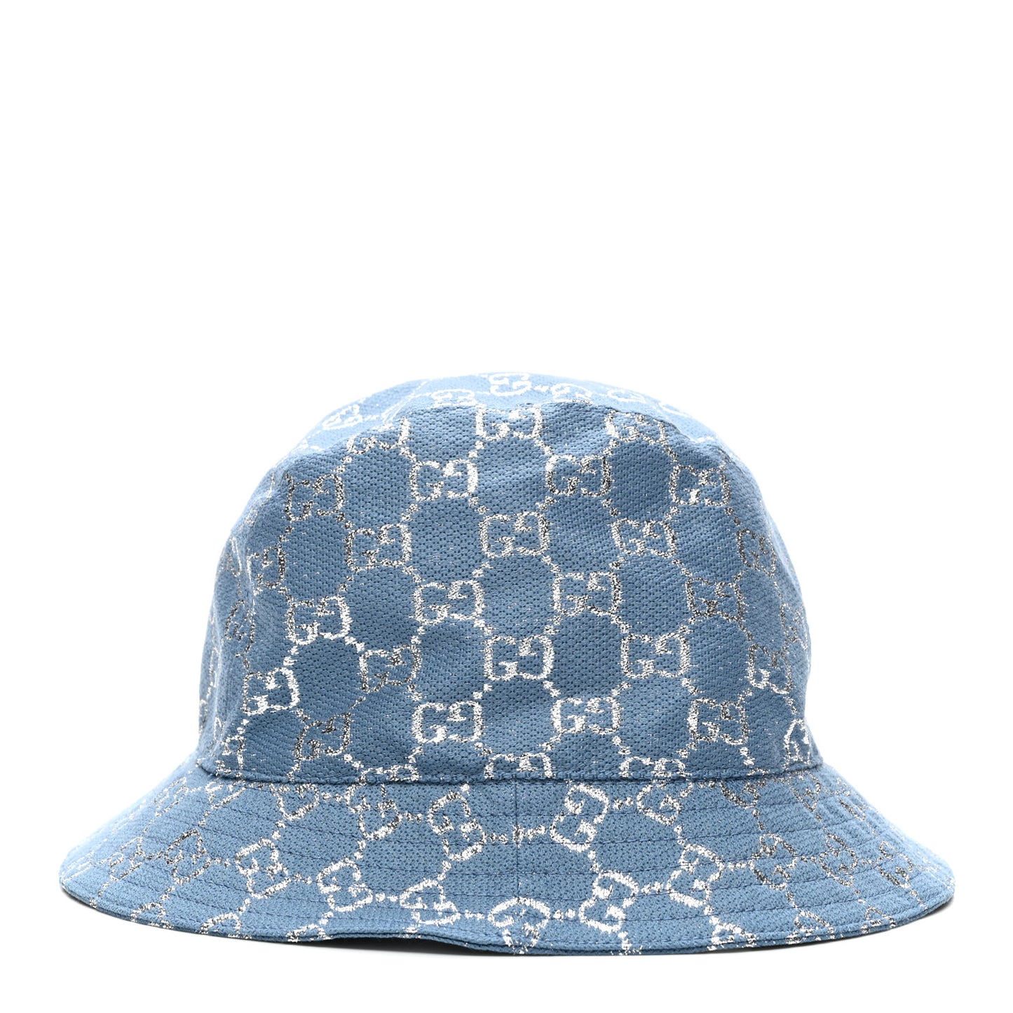 Canvas Lame GG Monogram Bucket Hat M Light Blue Silver