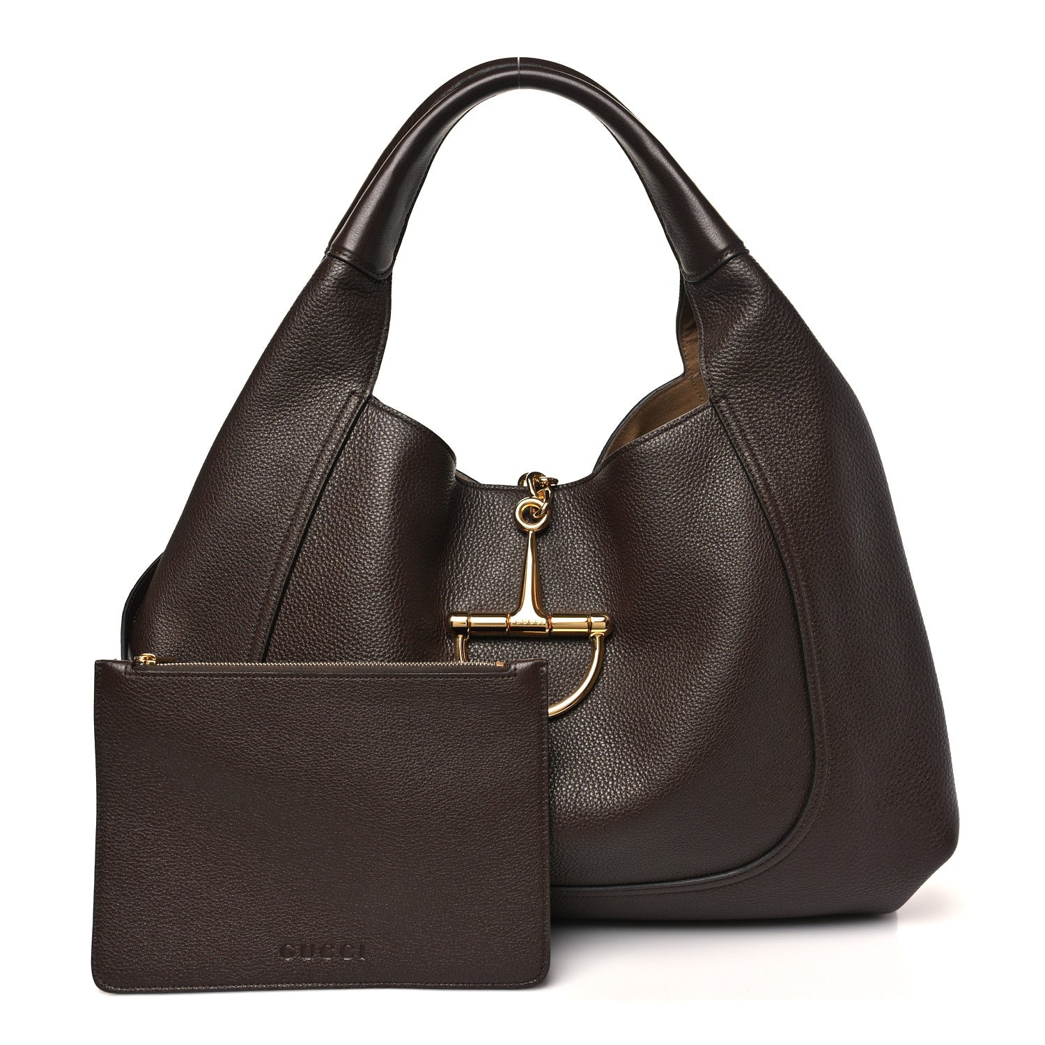Gucci Grained Calfskin Softbit Maxi Shoulder Bag Dark Brown 3 of 10