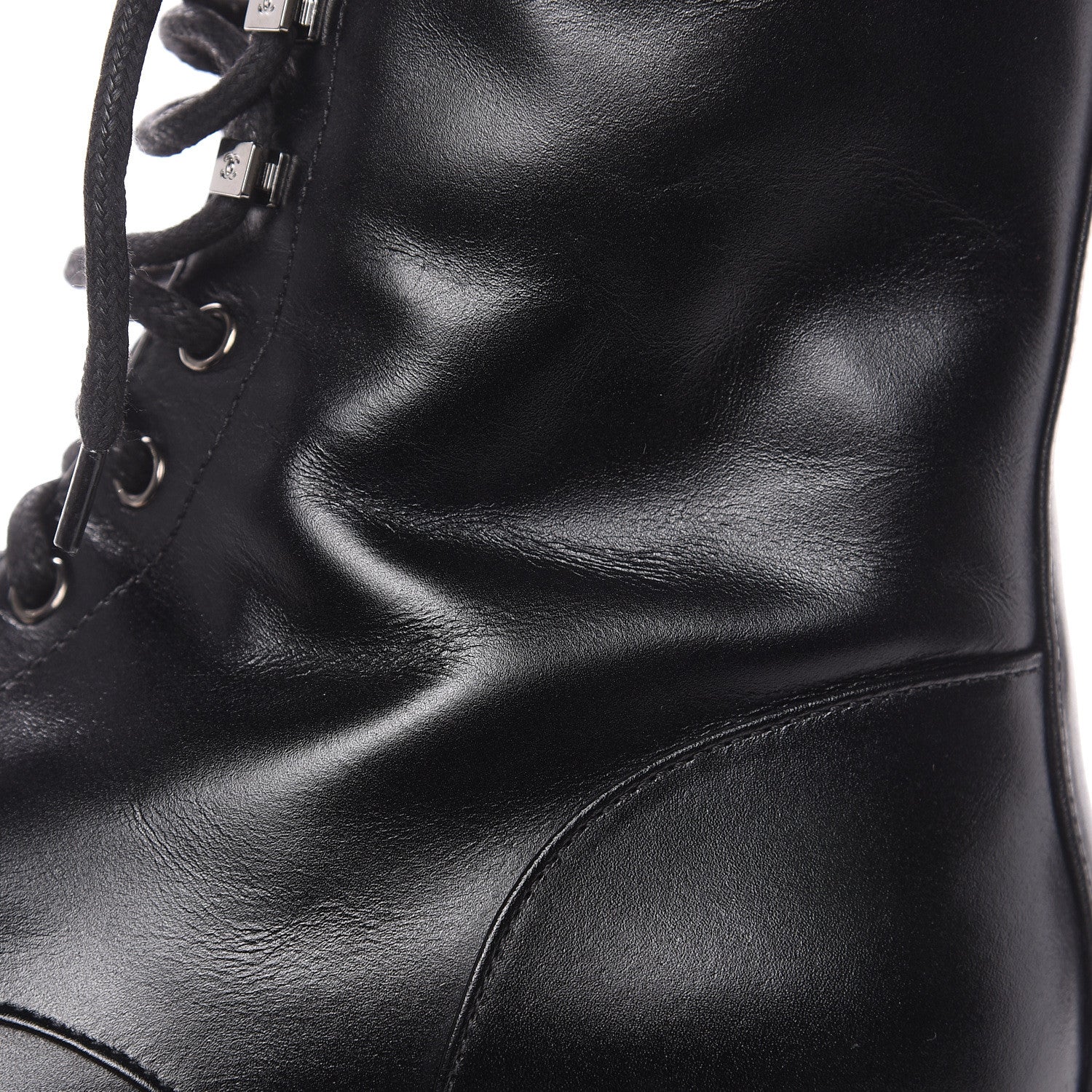Chanel Calfskin CC Combat Boots 40 Black 8 of 8
