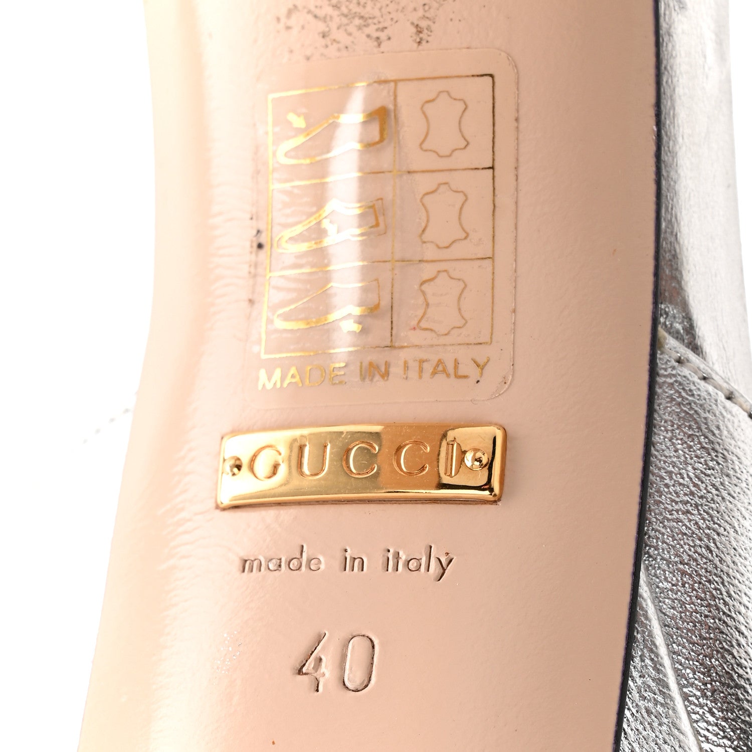 Gucci Metallic Nappa Silk Angel T-Strap Platform High Heel Pumps 40 Argento 7 of 11