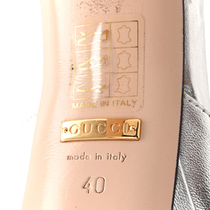 Gucci Metallic Nappa Silk Angel T-Strap Platform High Heel Pumps 40 Argento 7 of 11