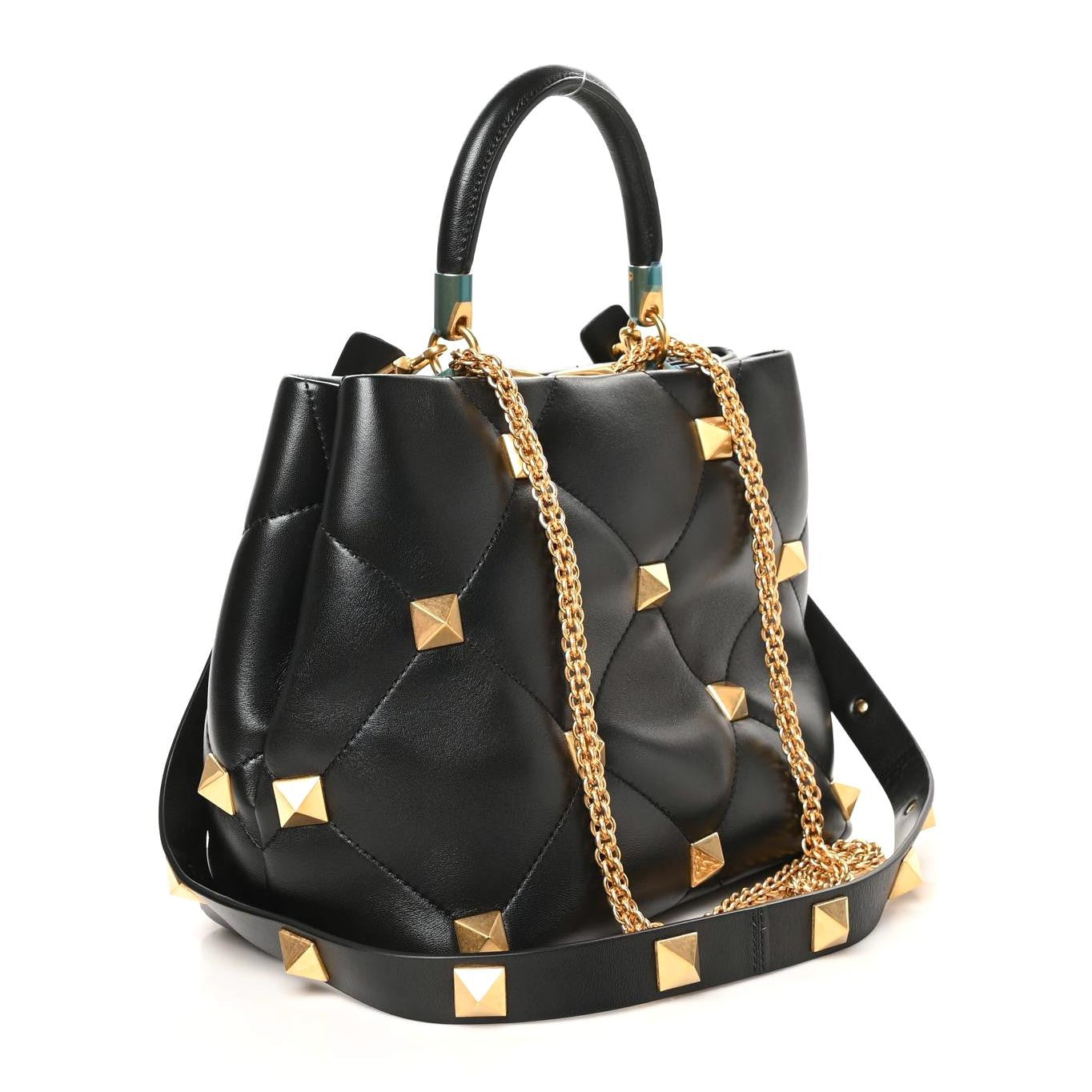 Nappa Roman Stud The Handle Bag Black