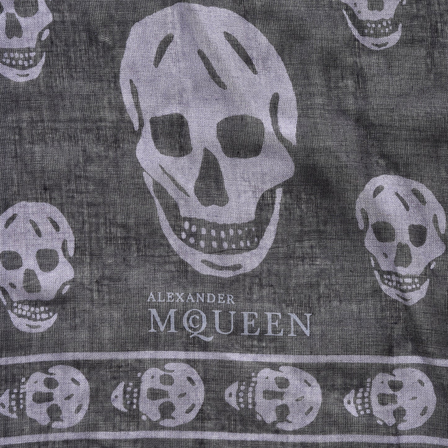 Silk Chiffon Skull Scarf Black Grey