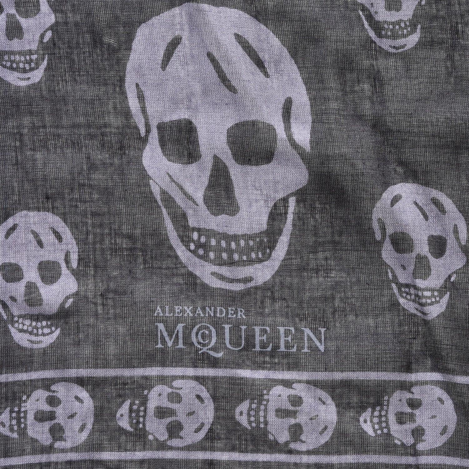 Alexander McQueen Silk Chiffon Skull Scarf Black Grey 2 of 4