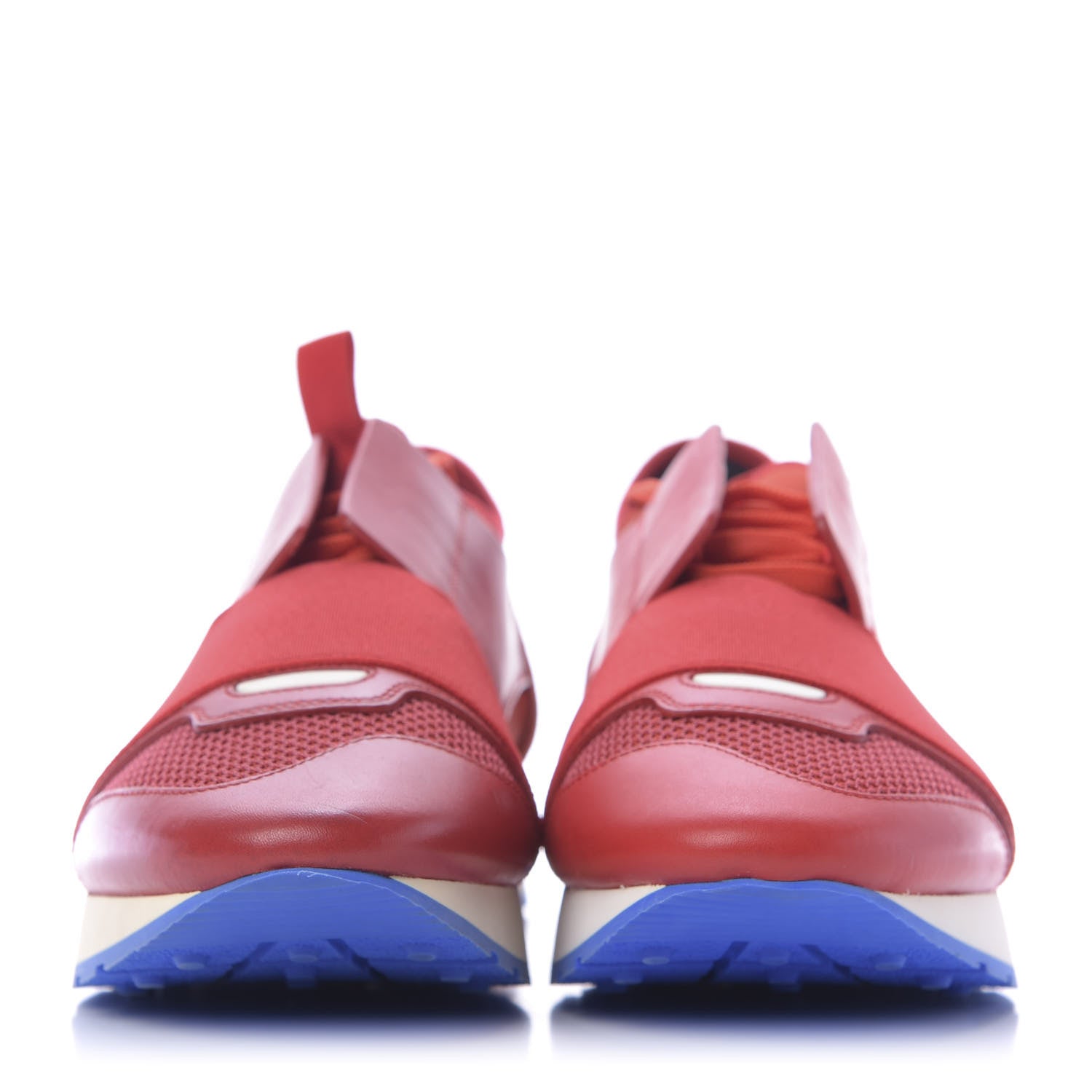Balenciaga Mesh Calfskin Neoprene Suede Womens Race Runner Sneakers 39 Rouge 2 of 10