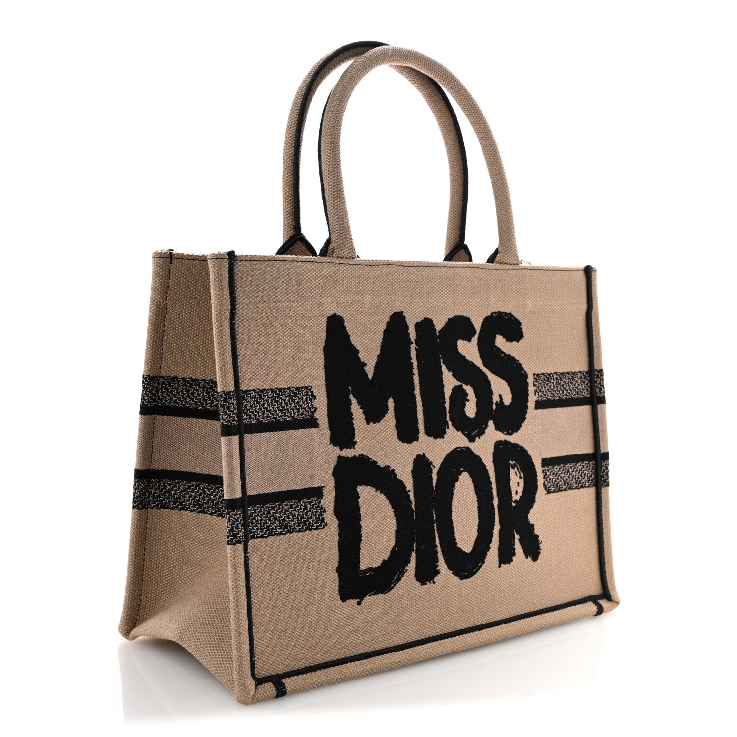 Christian Dior Canvas Embroidered Medium Miss Dior Graffiti Book Tote Beige Multicolor 3 of 10