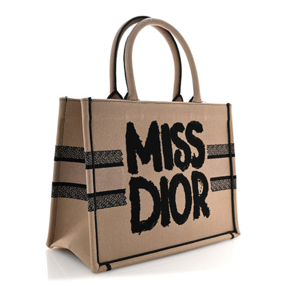 Christian Dior Canvas Embroidered Medium Miss Dior Graffiti Book Tote Beige Multicolor 3 of 10