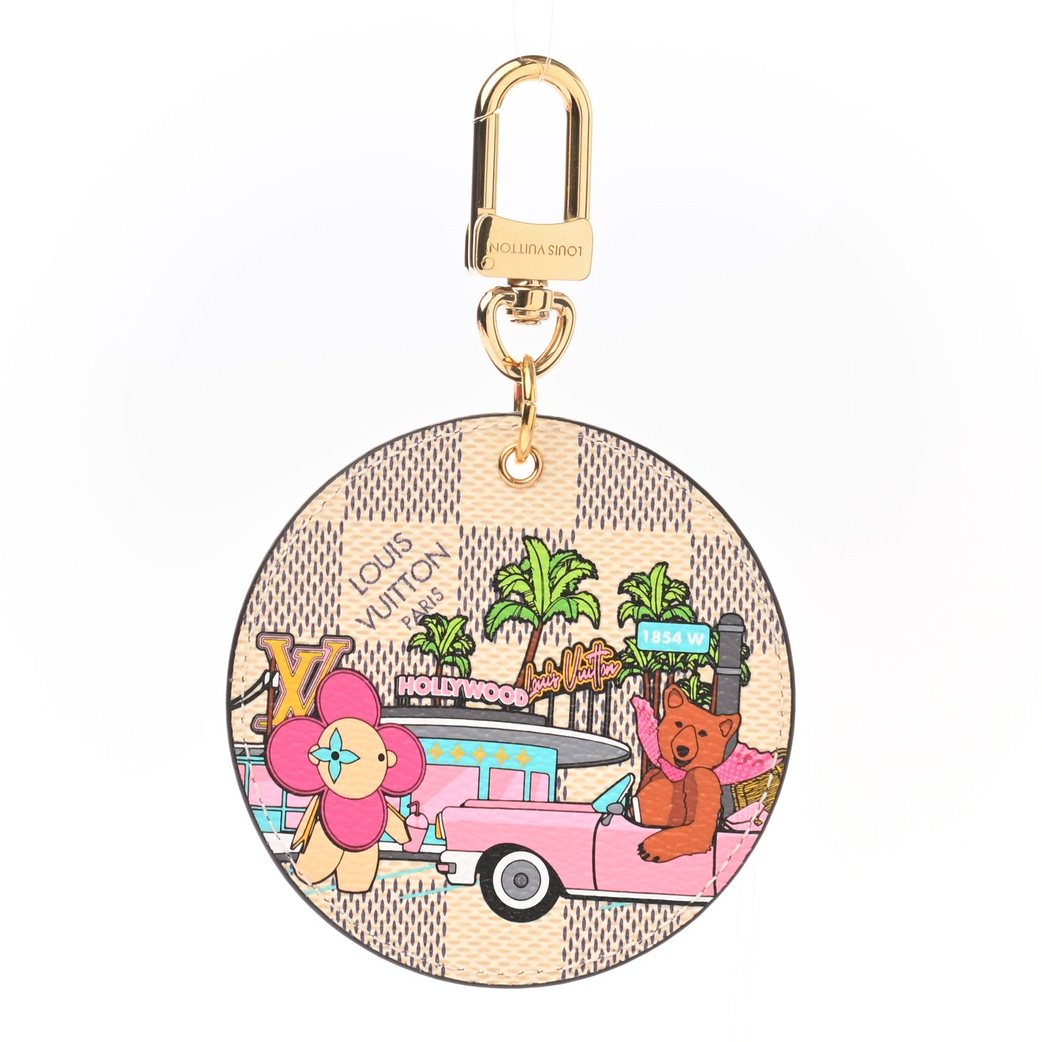 Louis Vuitton Damier Azur 2021 Christmas Animation Hollywood Bag Charm Key Ring Fuchsia 1 of 5
