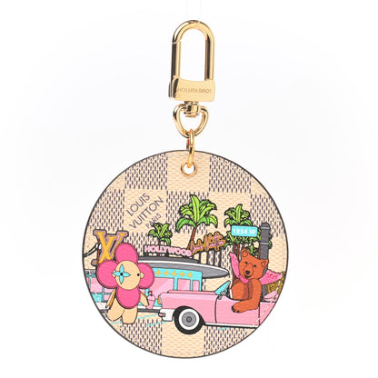 Louis Vuitton Damier Azur 2021 Christmas Animation Hollywood Bag Charm Key Ring Fuchsia 1 of 5