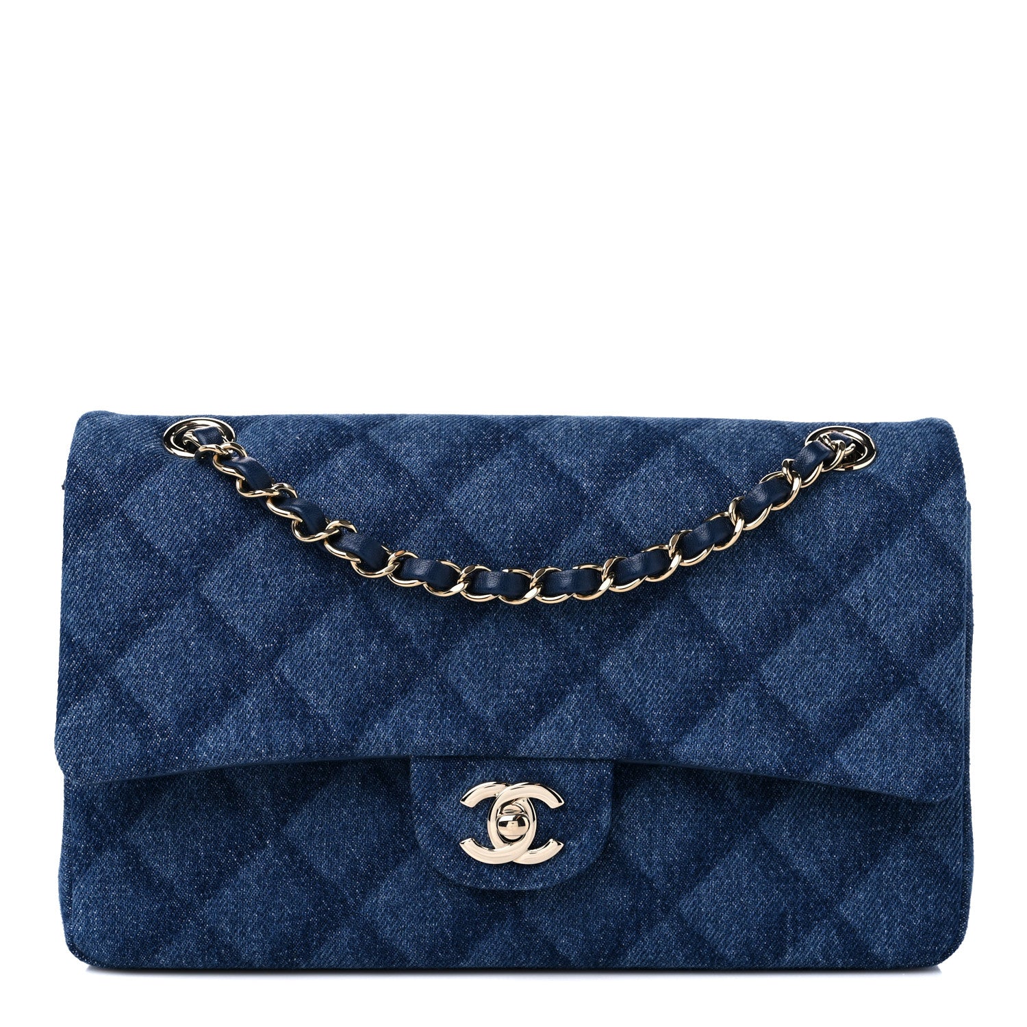 Chanel Printed Denim Quilted Medium Double Flap Dark Blue 1 of 9