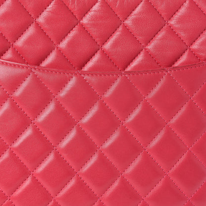 Chanel Lambskin Quilted Large Cosmetic Case Dark Pink 14 of 14