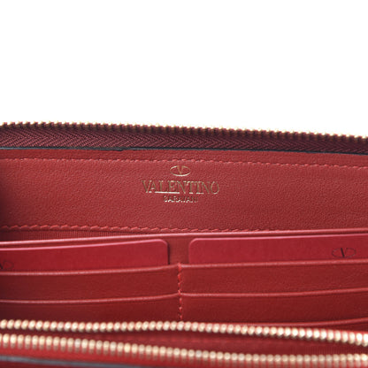 Valentino Garavani Canvas Calfskin Camouflage Rockstud Zip Around Wallet Red 6 of 9