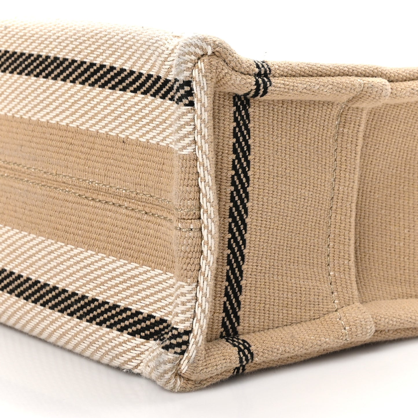 Stripe Triomphe Small Cabas Beige Black