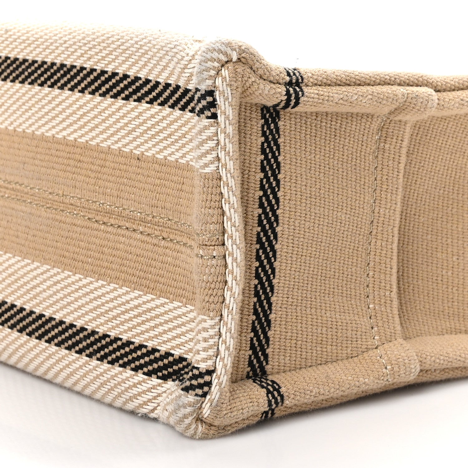 Celine Stripe Triomphe Small Cabas Beige Black 10 of 11