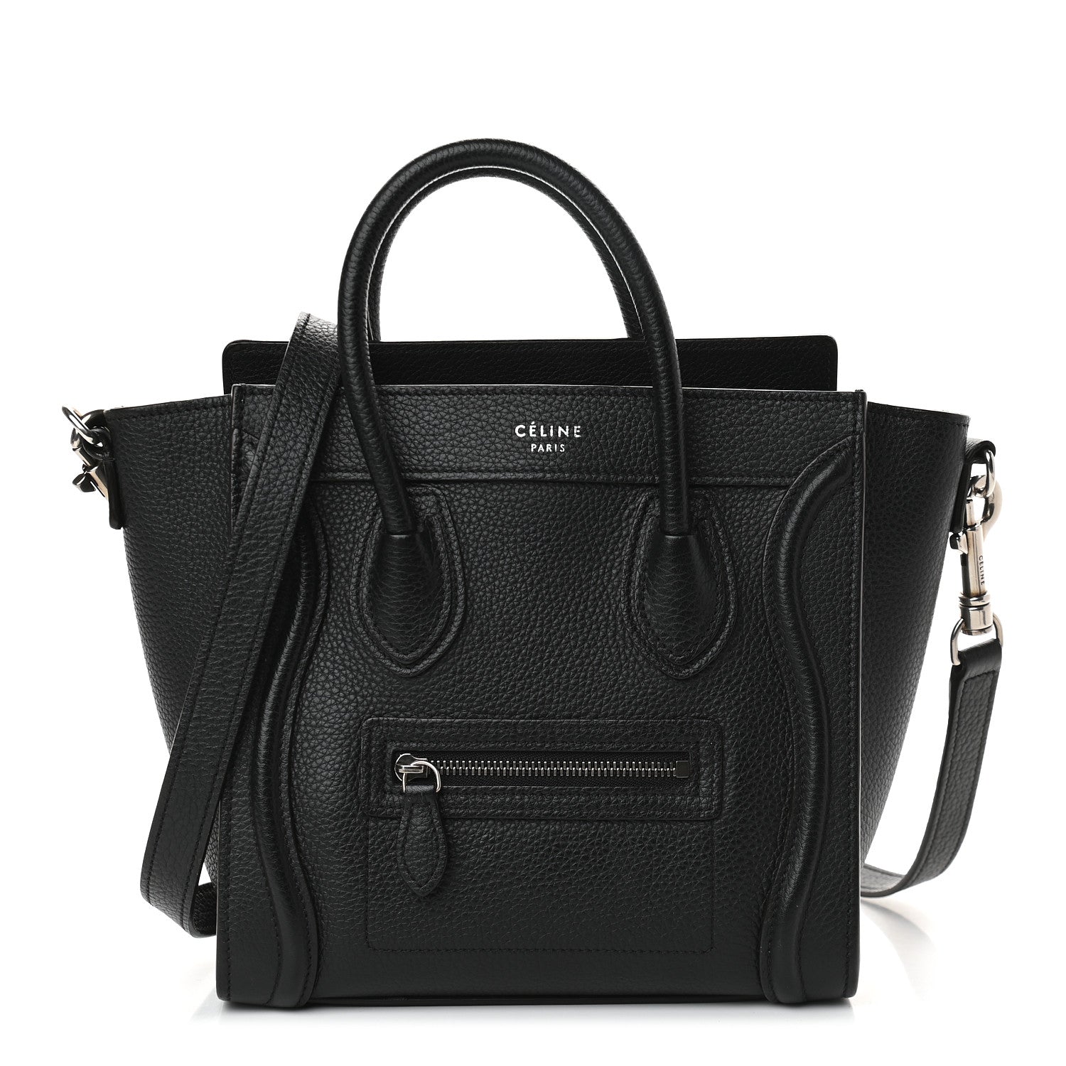 Celine Drummed Calfskin Nano Luggage Black 1 of 9