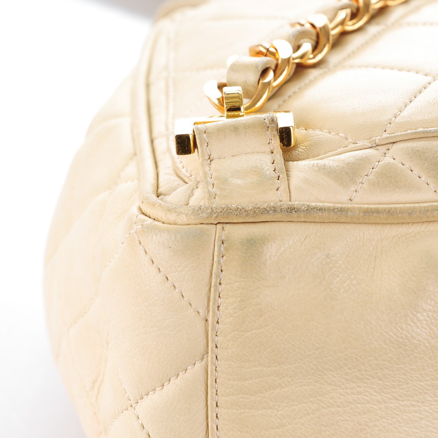 Lambskin Quilted Backpack Beige Clair