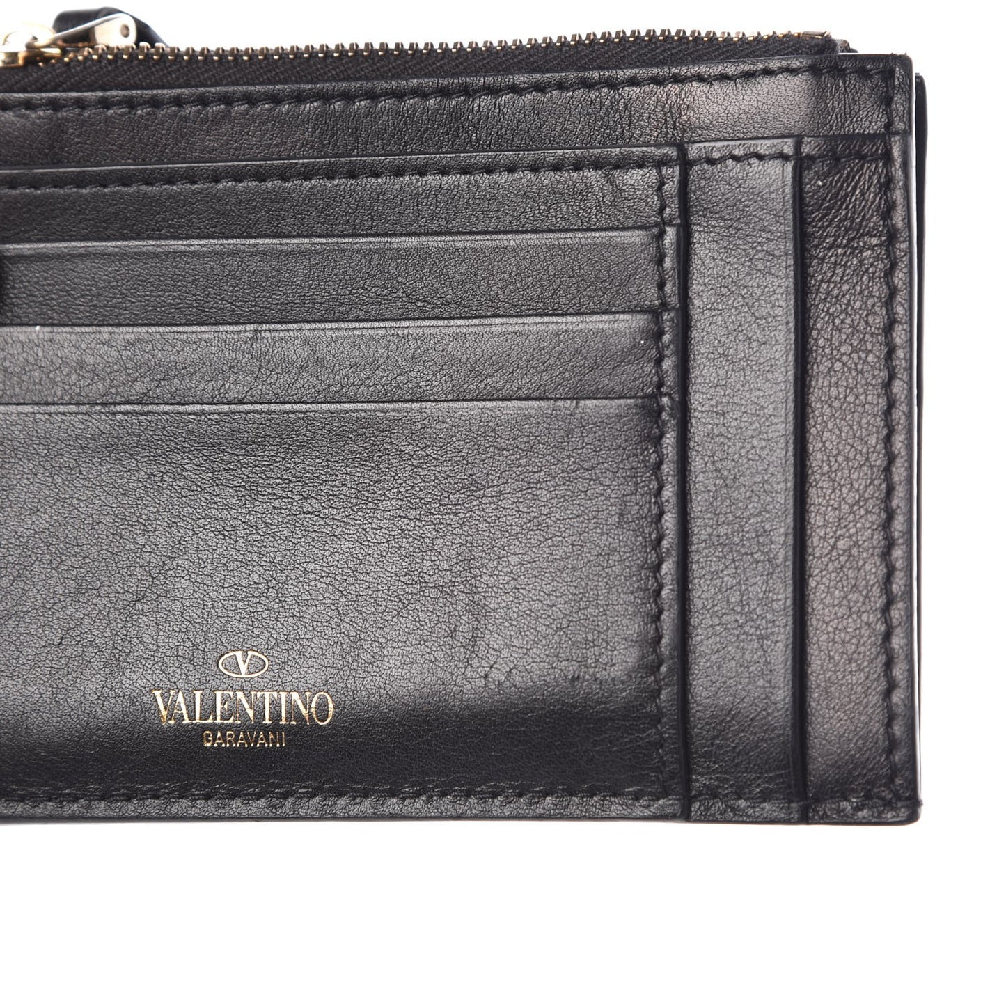 Vitello Rockstud Coin Case Card Holder Black