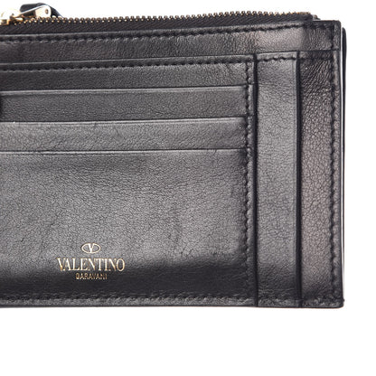 Valentino Garavani Vitello Rockstud Coin Case Card Holder Black 9 of 9
