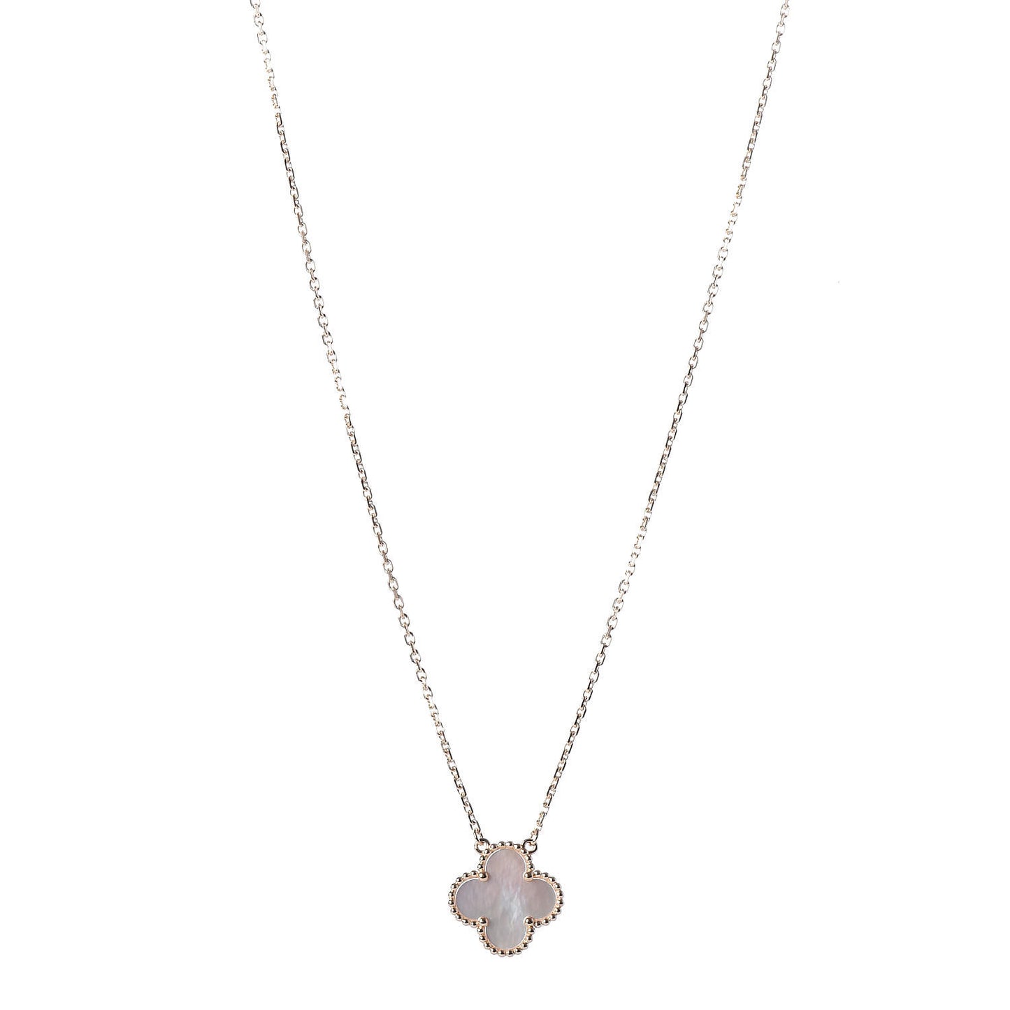 18K Yellow Gold Mother of Pearl Vintage Alhambra Pendant Necklace