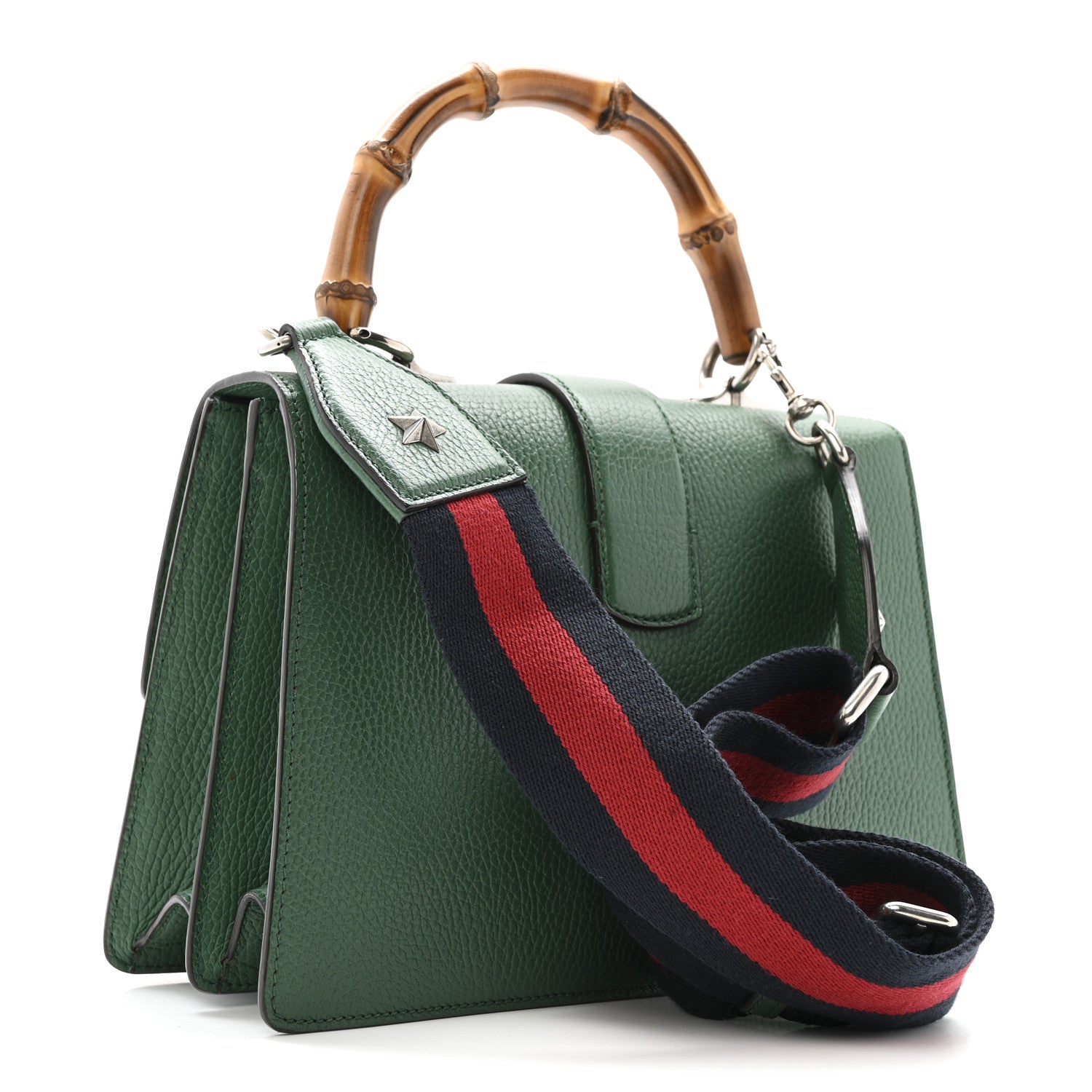 Gucci Dollar Calfskin Crystal Web Medium Dionysus Bamboo Top Handle Bag Emerald 2 of 15