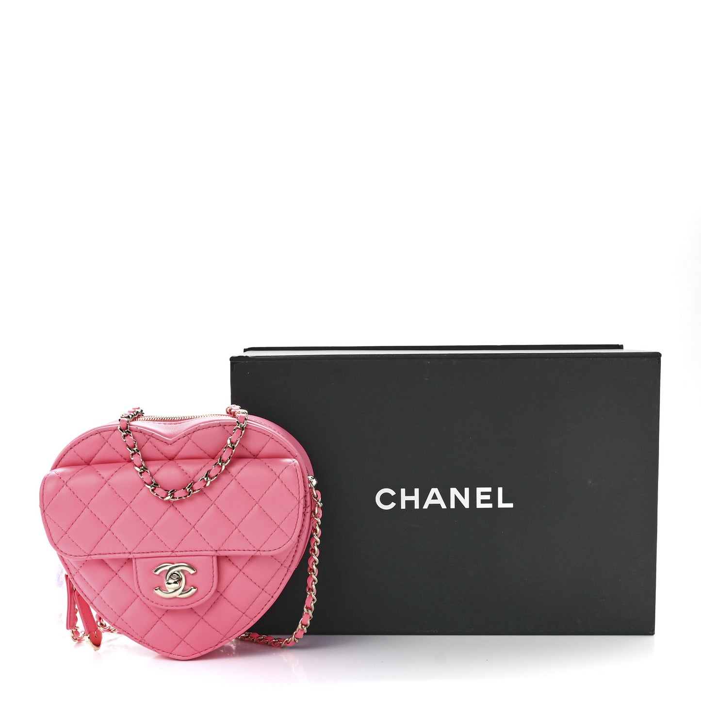 Lambskin Quilted CC In Love Heart Bag Pink